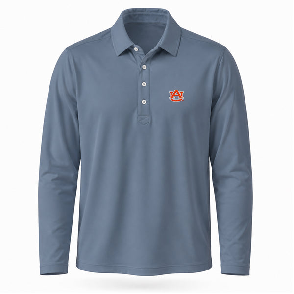 AUBURN AU Interlock Logo First Light Long Sleeve Polo