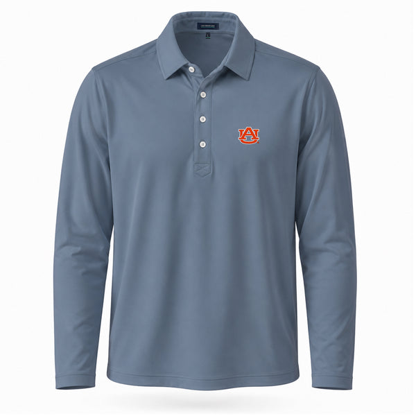 AUBURN AU Interlock Logo First Light Long Sleeve Polo