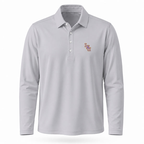 LSU Baseball Logo First Light Long Sleeve Polo