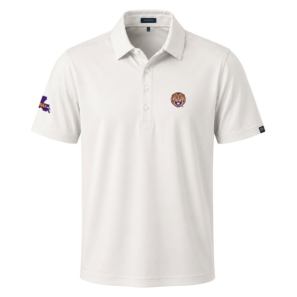 LSU Tiger & Block in State Logo First Light Short Sleeve Polo