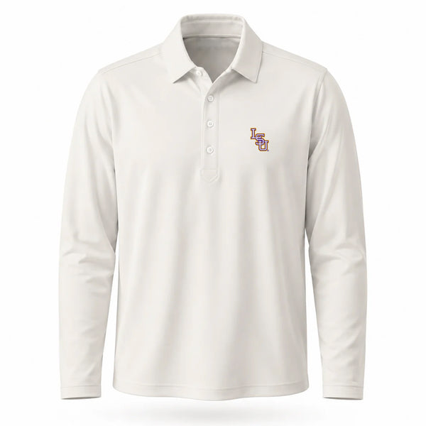 LSU Baseball Logo First Light Long Sleeve Polo