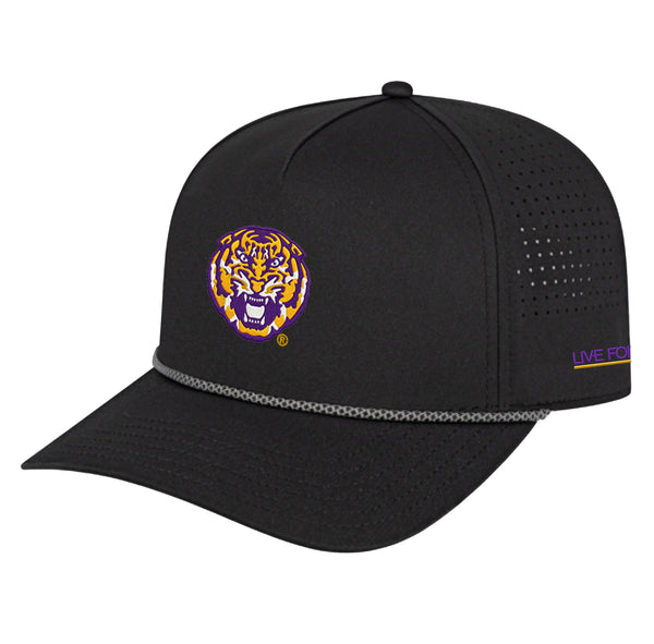 LSU Tiger Head Logo 5 Panel Perforated Performance Hat