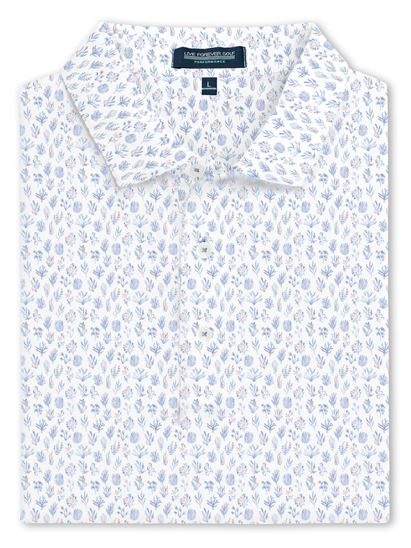 Sea Coral Ringer Performance Golf Polo